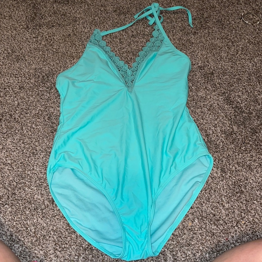 Blue one piece swim suit